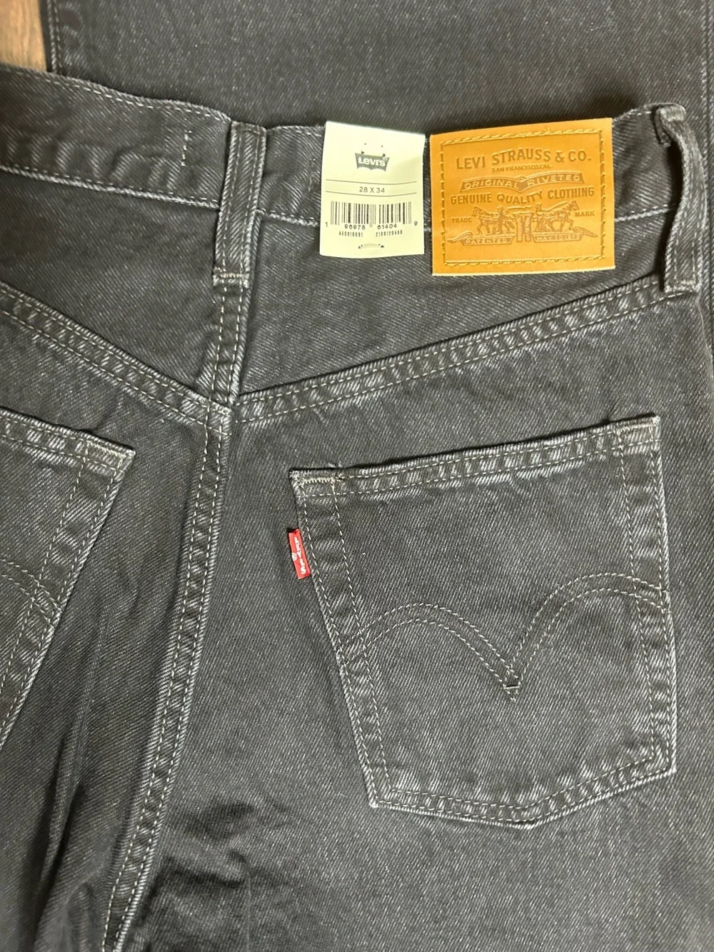 Levi’s Premium Black Ribcage Wide Leg Denim High Rise Jeans Womens 28 - Picture 4 of 5